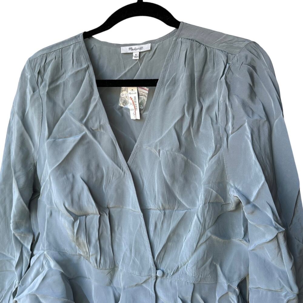 Madewell Dusty Blue Wrap Blouse - Picture 5 of 9